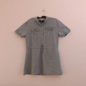 Sky Blue Check Mini Dress with Pockets